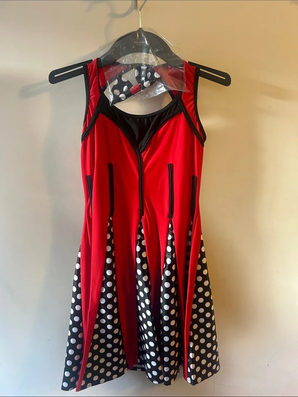 Revolution Red and Black Polka Dot Midi Dress